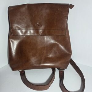 Wild West Los Angeles Brown Leather Backpack Purse Western Boho Plaid Lining